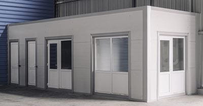 modular office system in warehouse