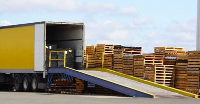 steel yard ramp attached to a trailer