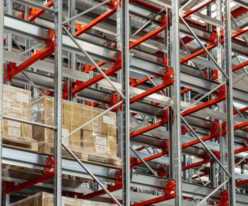 pallet rack conveyor side view